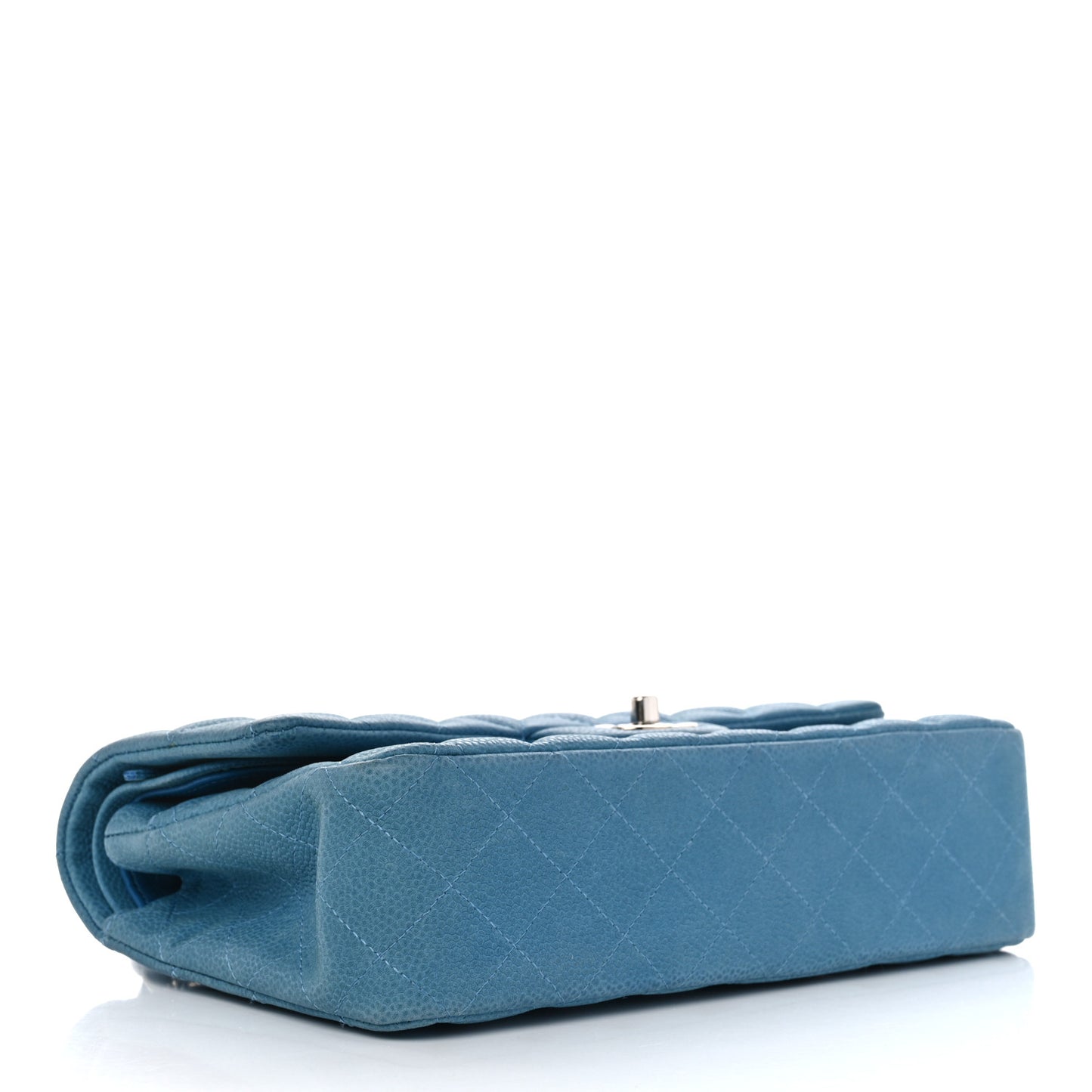 Iridescent Caviar Quilted Medium Double Flap Turquoise