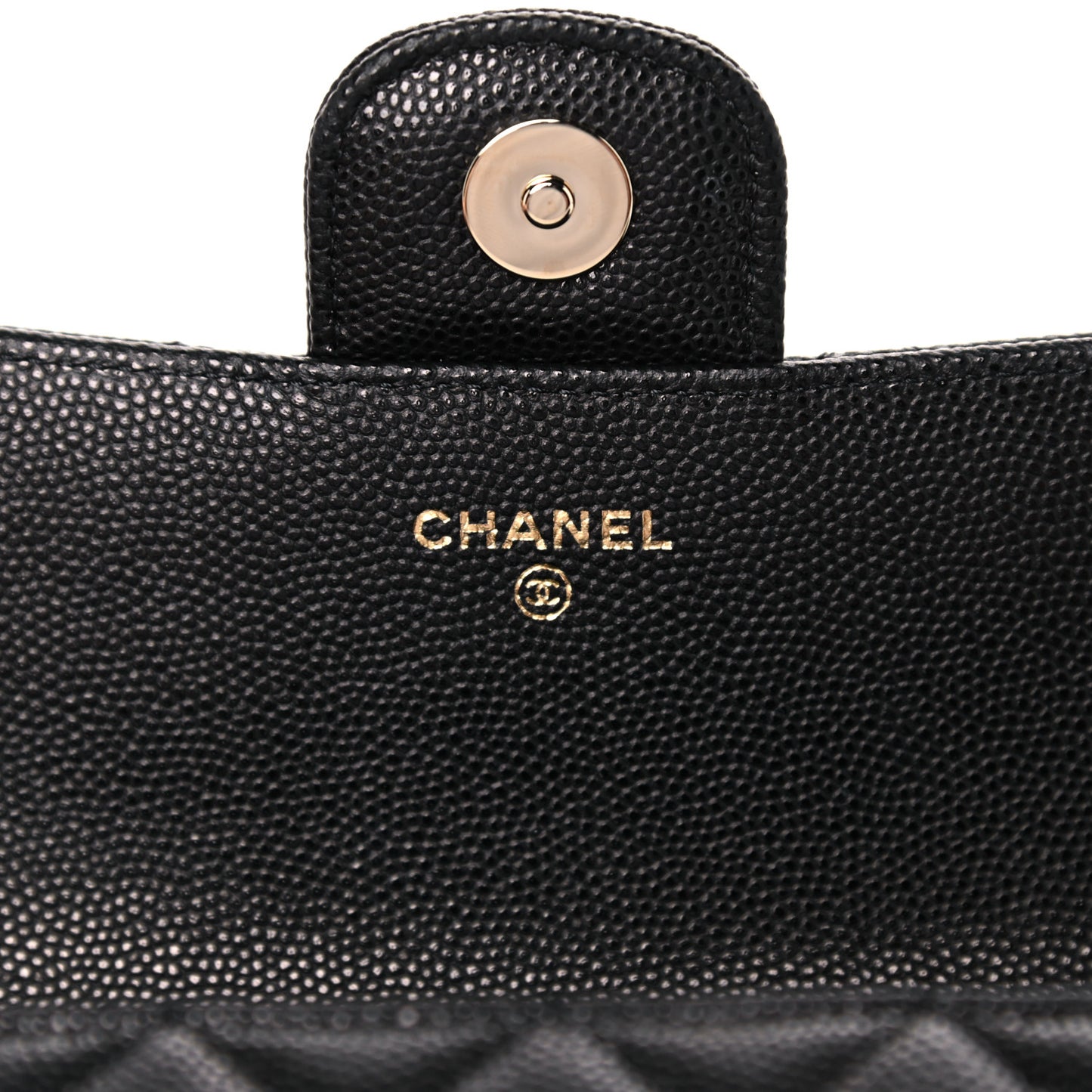 Caviar Quilted Glasses Case With Chain Black
