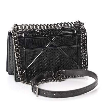 Christian Dior Metallic Patent Micro-Cannage Small Diorama Flap Bag Onyx Black 4 of 11