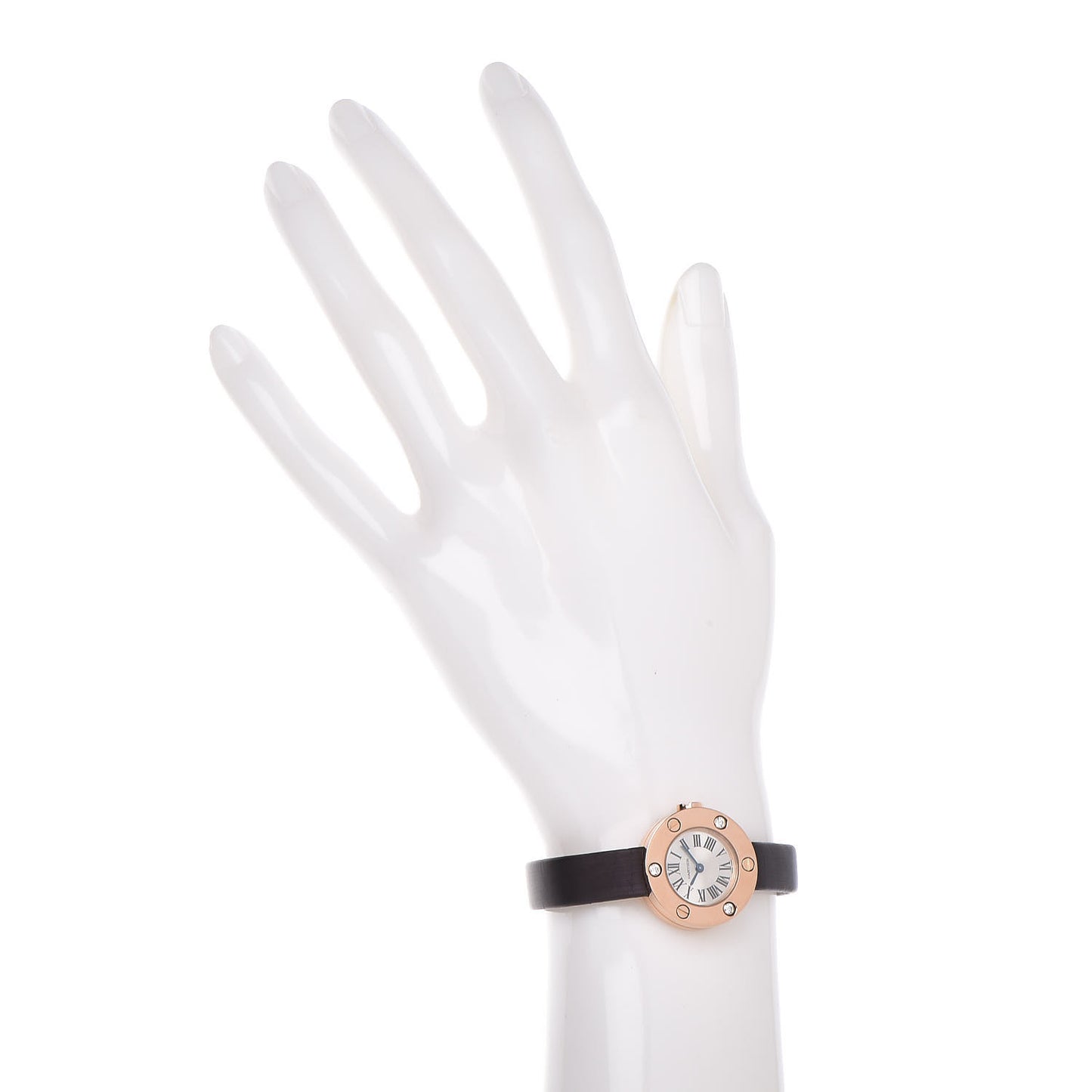 18K Pink Gold Satin Diamond 23mm Love Quartz Watch Purple
