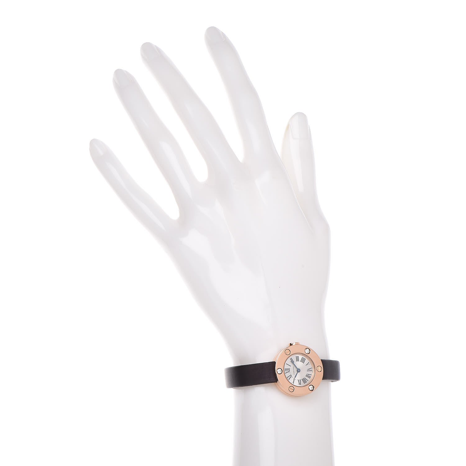 Cartier 18K Pink Gold Satin Diamond 23mm Love Quartz Watch Purple 2 of 9