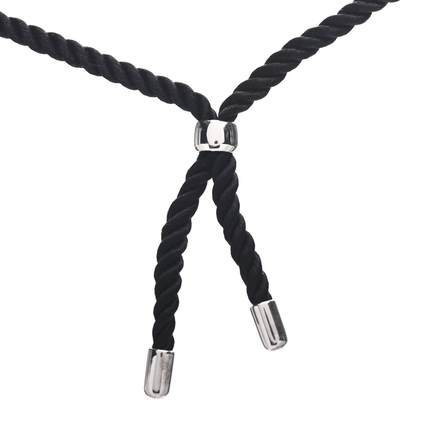 Sterling Silver Circle Clasp Cord Necklace Black