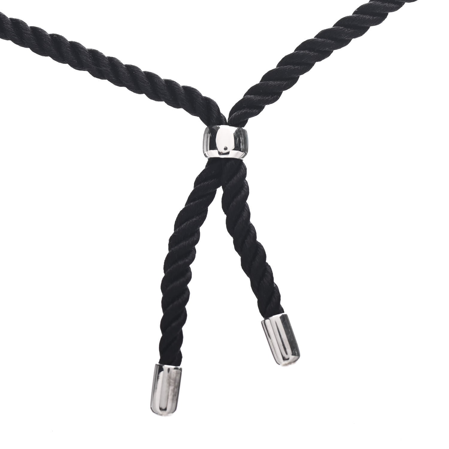 Tiffany Sterling Silver Circle Clasp Cord Necklace Black 4 of 5
