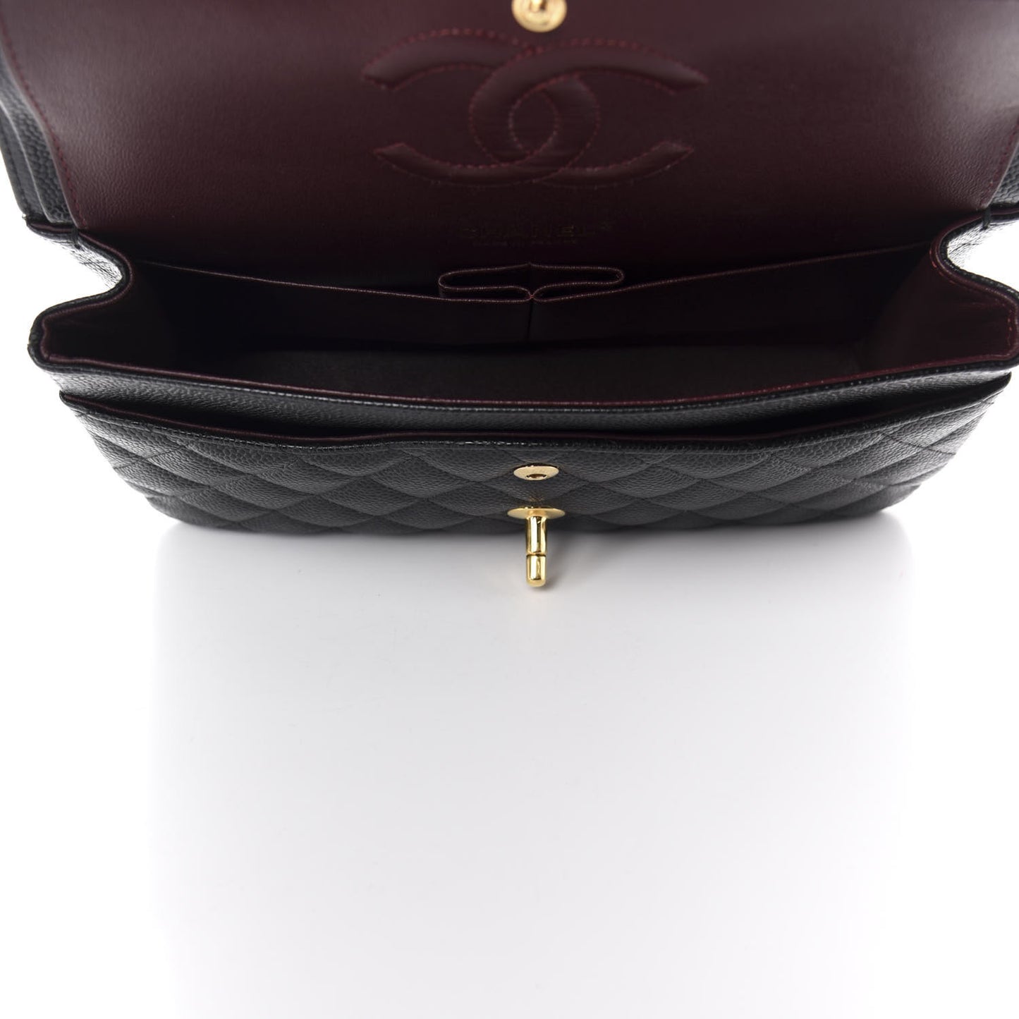 Caviar Quilted Medium Double Flap Black