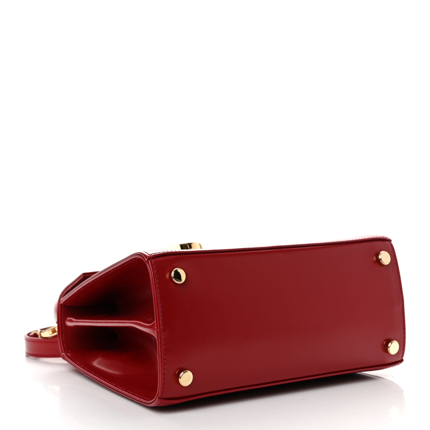 Brushed Off Calfskin Small Iconic Top Handle Red