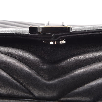 Saint Laurent Sheepskin Matelasse Chevron Monogram Large College Satchel Black 8 of 10