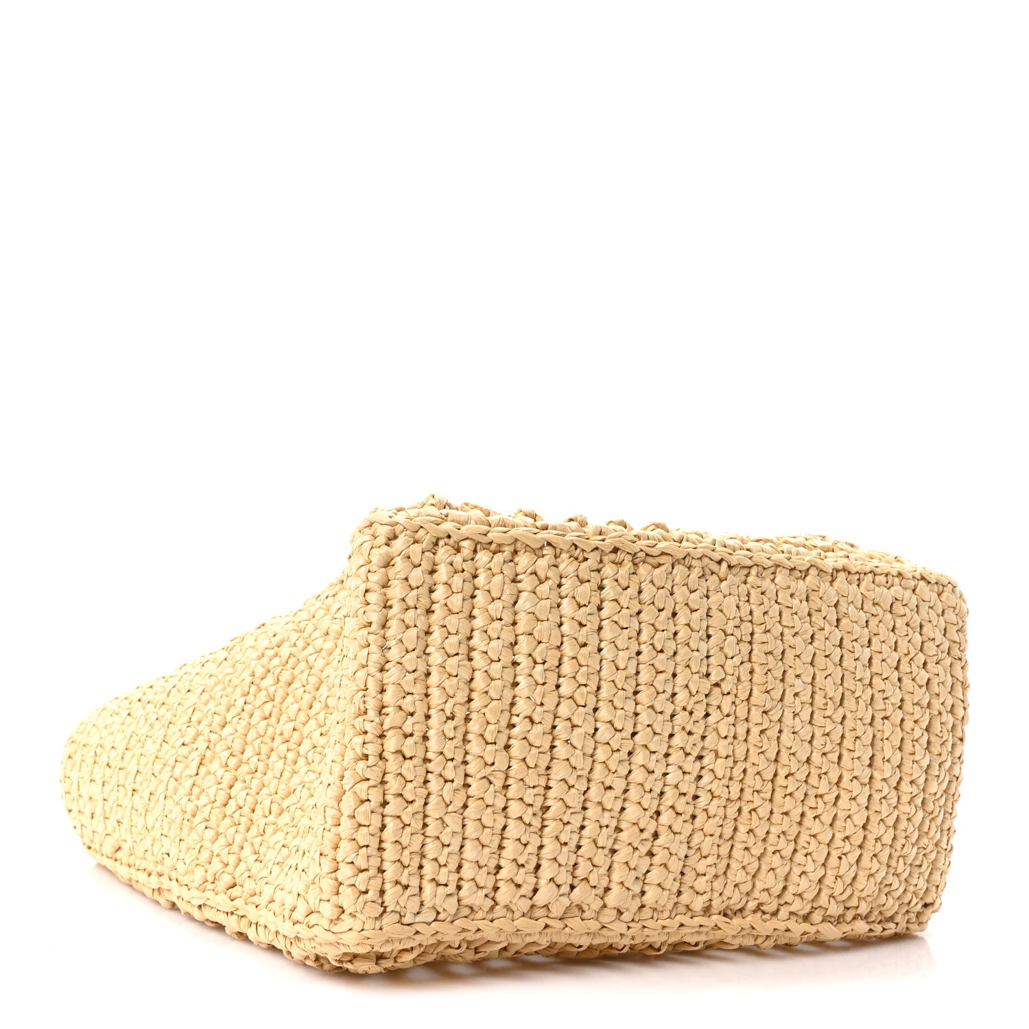 Prada Yarn Raffia Effect Crochet Logo Embroidered Small Tote Bag Naturale 4 of 9
