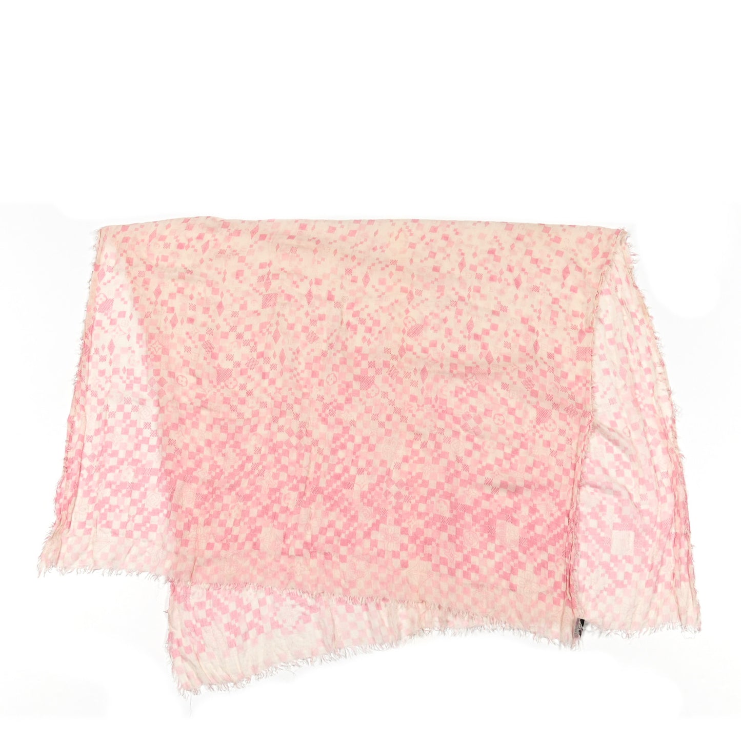 Cashmere Silk Damier Scarf Ivory Pink