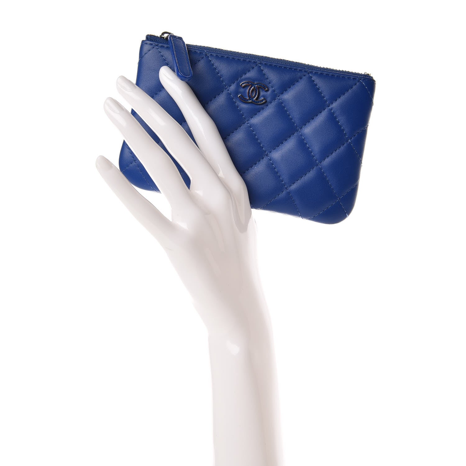 Chanel Lambskin Quilted Small Cosmetic Case Blue 2 of 10