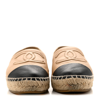 Chanel Lambskin CC Espadrilles 38 Beige Black 3 of 10