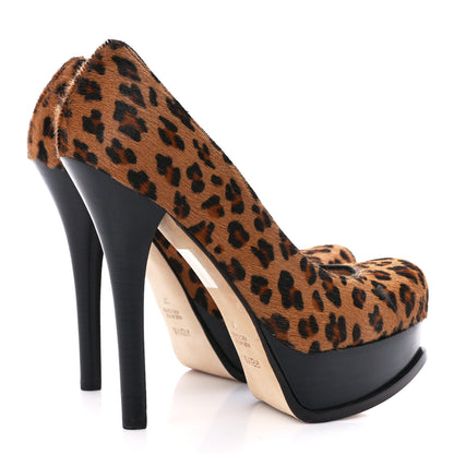 Fendi Pony Hair Leopard Platform Pumps 37 Natural 4 of 11