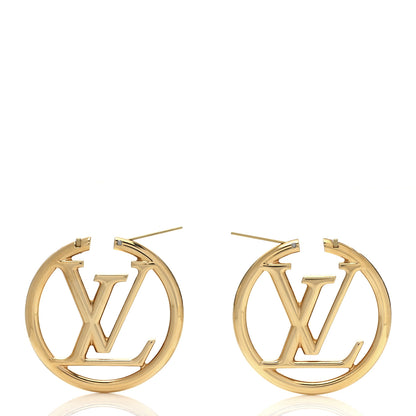 Louis Vuitton Metal Louise Hoop Earrings Gold 3 of 4
