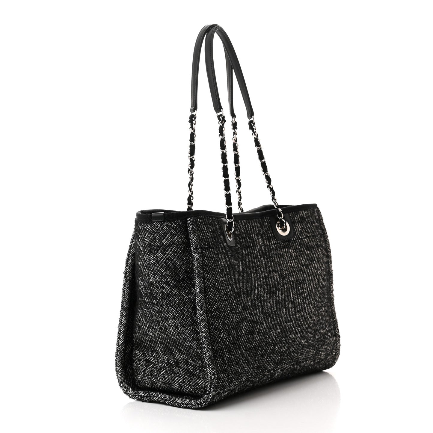 Mixed Fibers Calfskin Small Deauville Tote Black