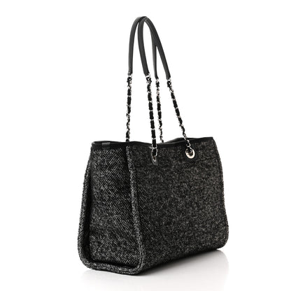 Chanel Mixed Fibers Calfskin Small Deauville Tote Black 3 of 10