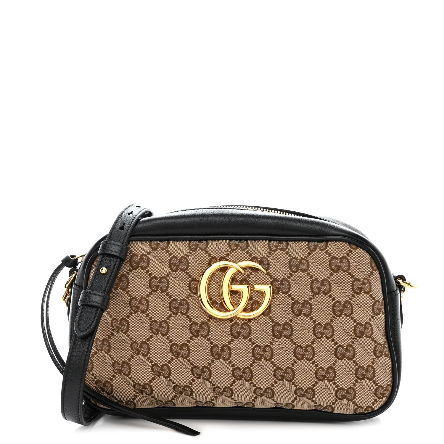 Gucci Monogram Matelasse Diagonal Small GG Marmont Chain Shoulder Bag Beige Black 1 of 11