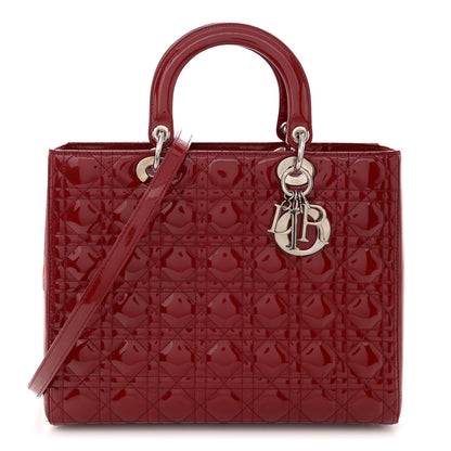 Christian Dior Patent Cannage Large Lady Dior Red 1 of 14