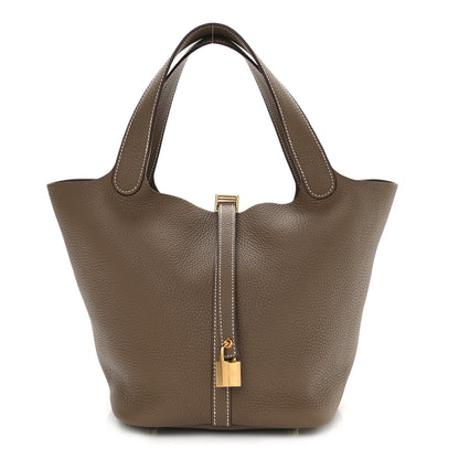 Hermes Taurillon Clemence Picotin Lock 22 MM Etoupe 1 of 9
