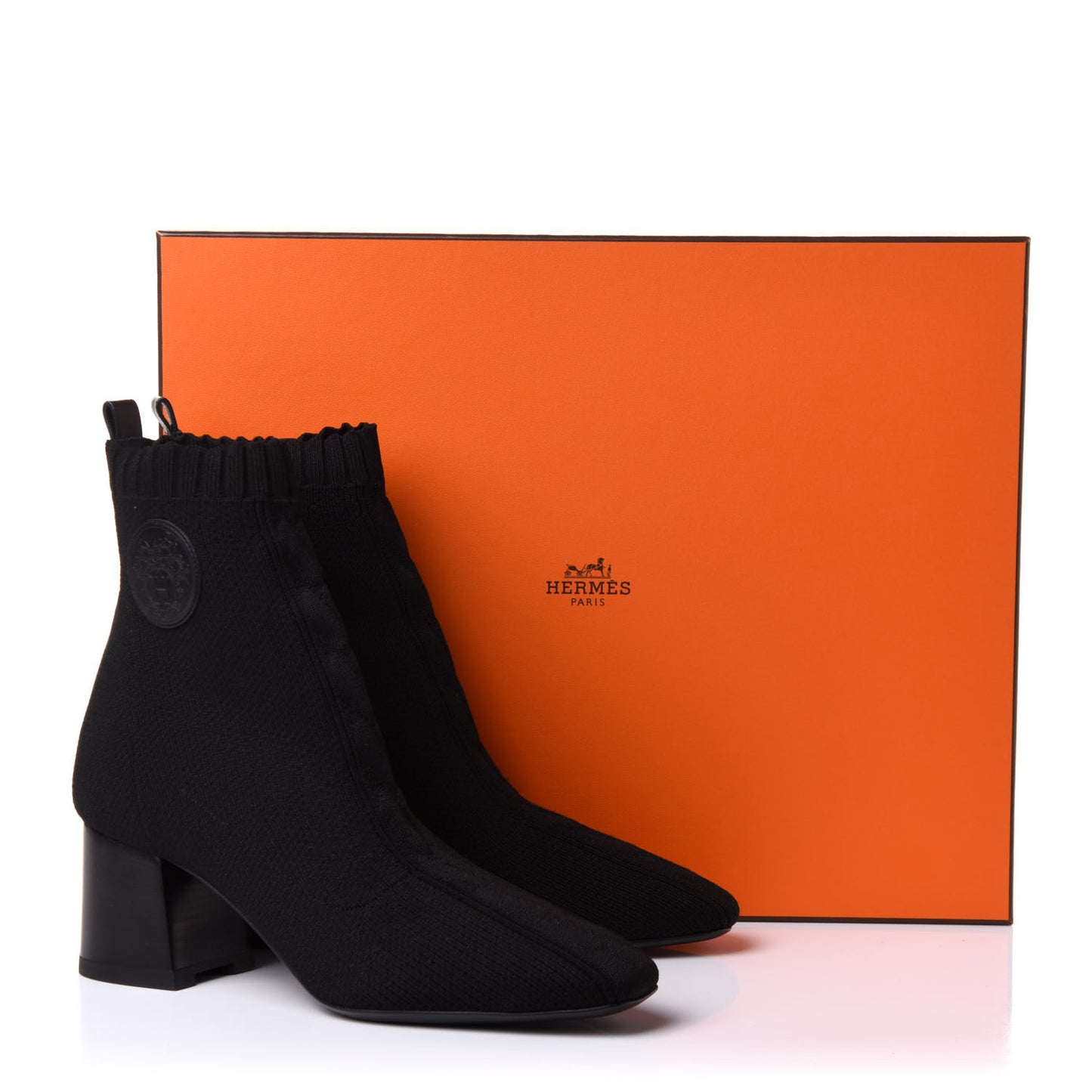 Knit Calfskin Volver Ankle Boots 37.5 Black