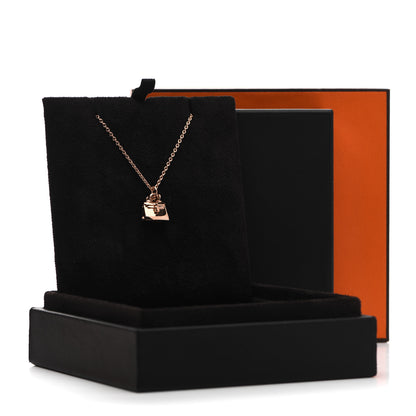 Hermes 18K Rose Gold Diamond Kelly Pendant Necklace 5 of 5
