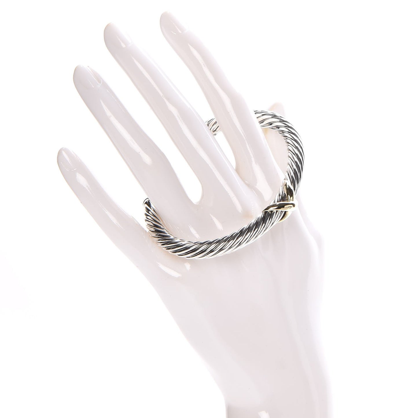 Sterling Silver 14K Yellow Gold 7mm X Station Cable Bracelet