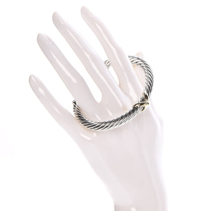 David Yurman Sterling Silver 14K Yellow Gold 7mm X Station Cable Bracelet 2 of 5