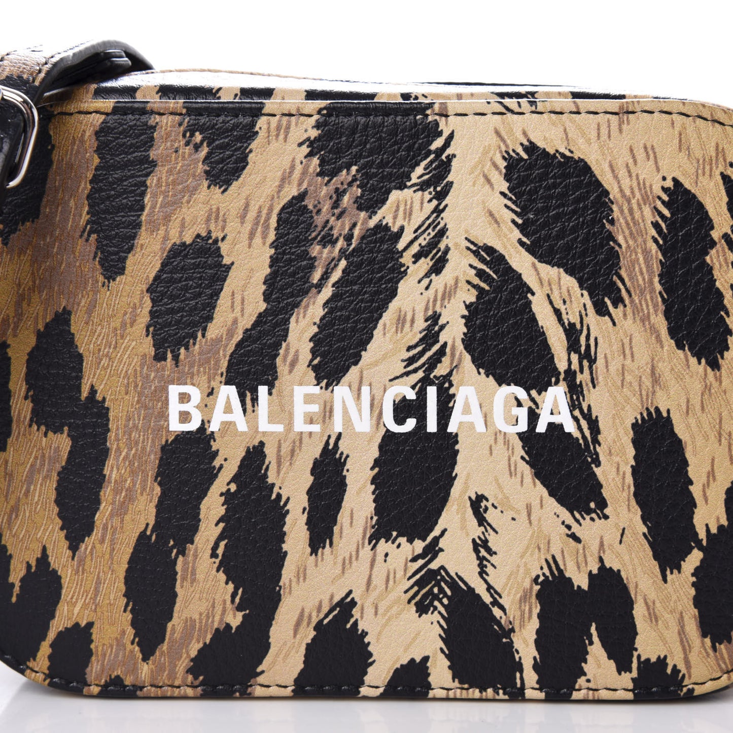 Calfskin Printed Leopard XS Everyday Camera Bag Beige White