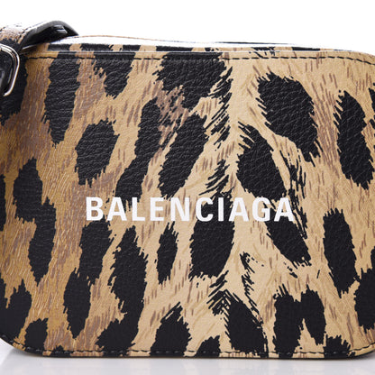 Balenciaga Calfskin Printed Leopard XS Everyday Camera Bag Beige White 9 of 10