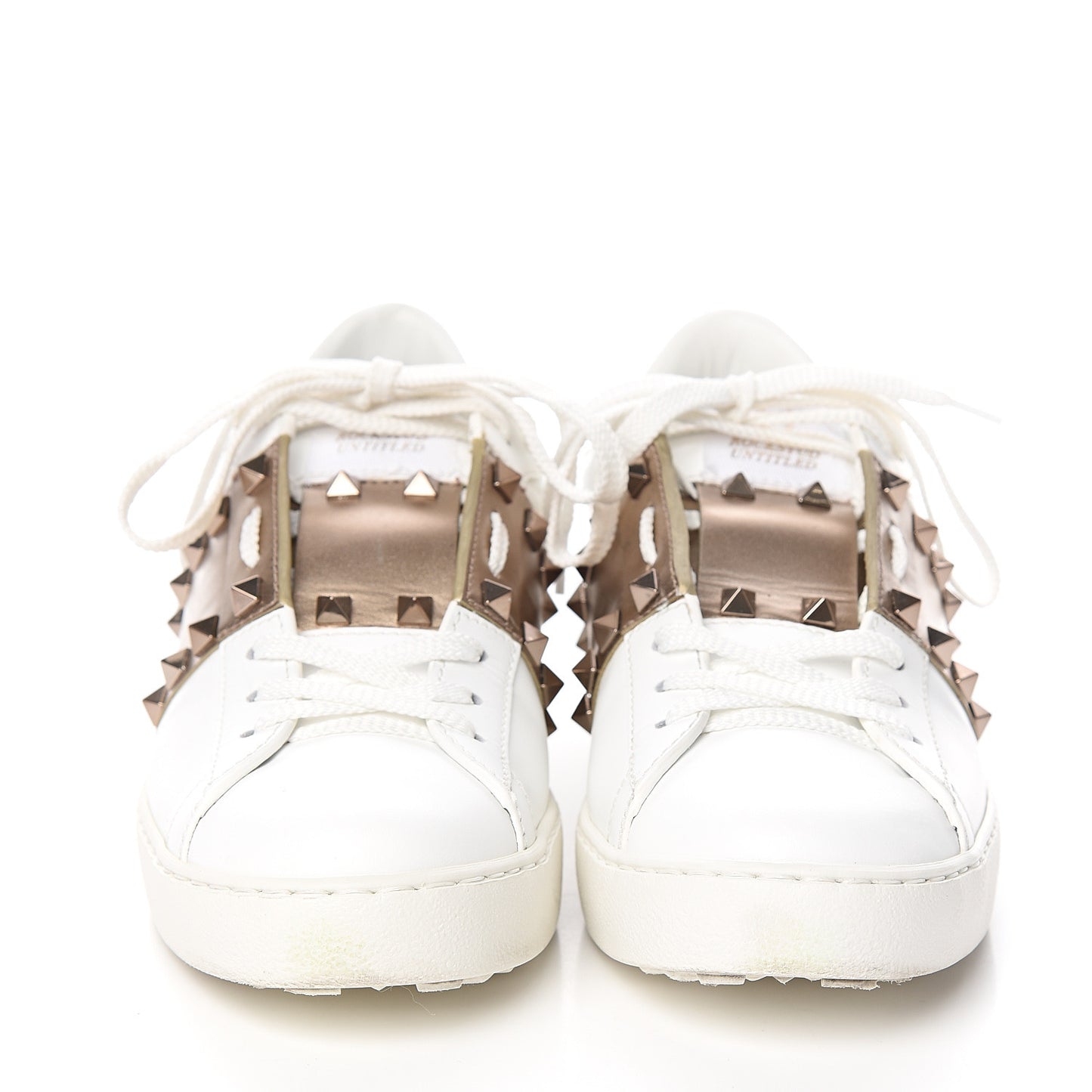 Calfskin Rockstud Untitled Open Sneakers 37 White Pewter