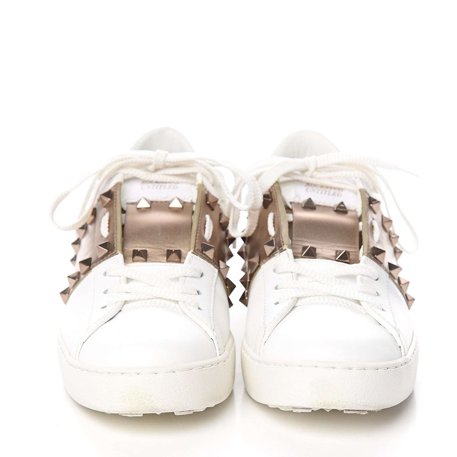 Valentino Garavani Calfskin Rockstud Untitled Open Sneakers 37 White Pewter 2 of 18