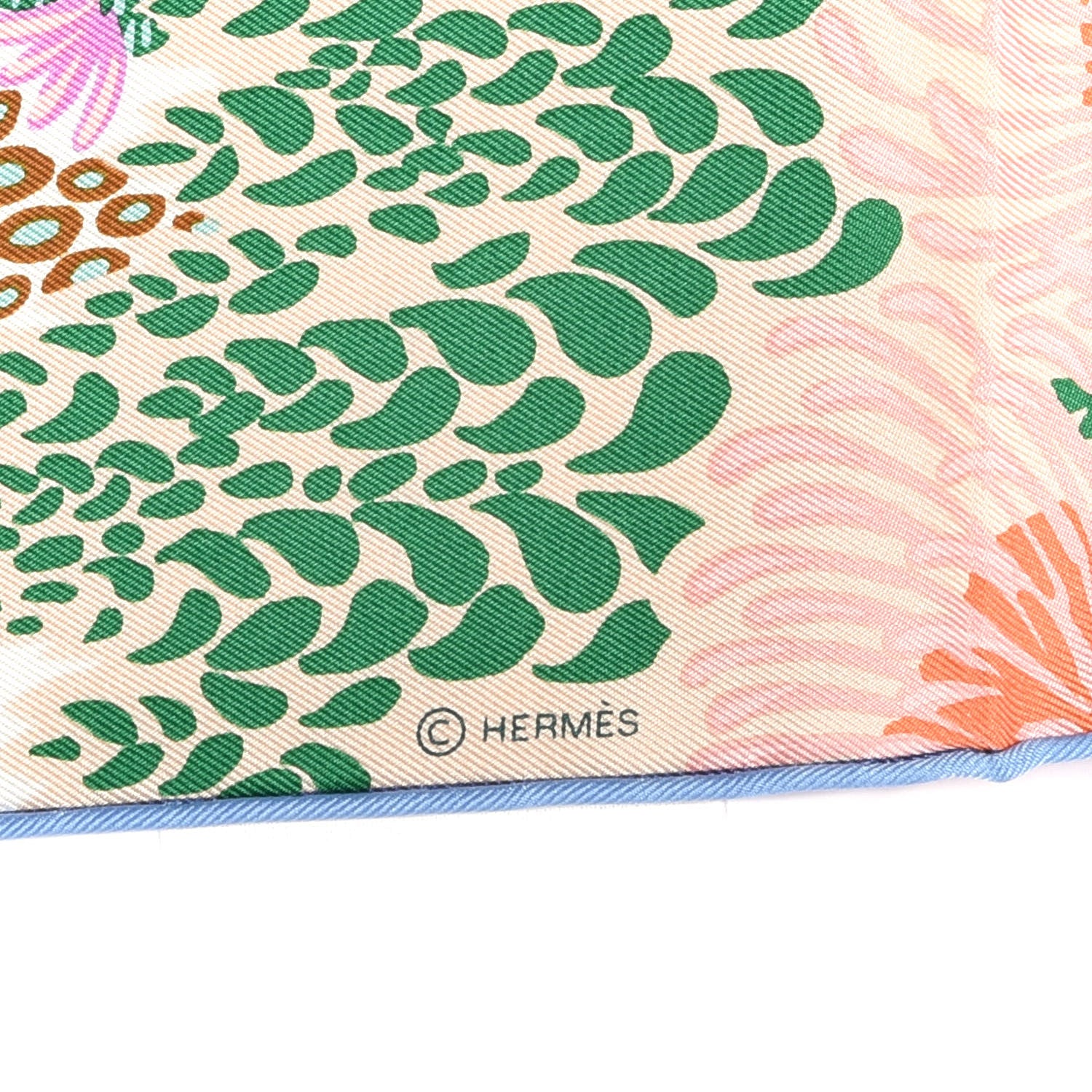 Hermes Silk Mountain Zebra Scarf 90 Vert Ciel Rose 5 of 6