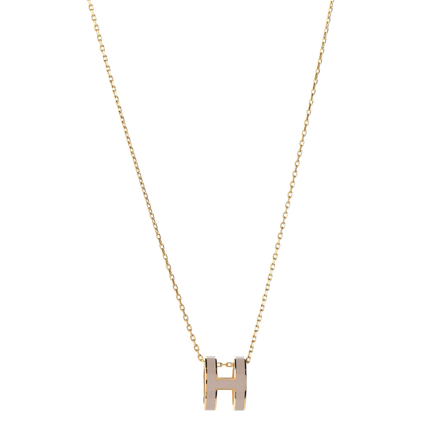 Hermes Lacquered Gold Pop H Pendant Necklace Marron Glace 1 of 6