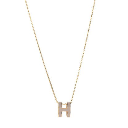 Hermes Lacquered Gold Pop H Pendant Necklace Marron Glace 1 of 6