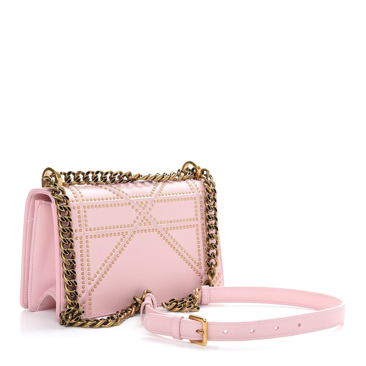 Lambskin Studded Small Diorama Flap Bag Light Pink