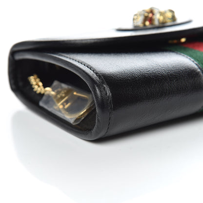 Gucci Textured Calfskin Web Mini Rajah Slim Flap Shoulder Bag Black 8 of 11
