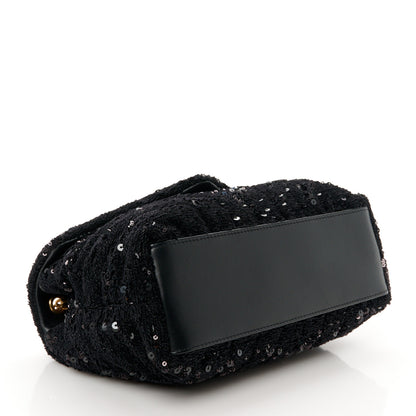 Saint Laurent Sequin Y Quilted Monogram Small Loulou Chain Satchel Black 4 of 11