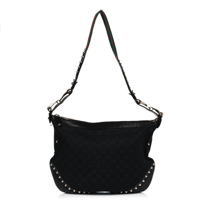 Gucci Monogram Web Studded Pelham Shoulder Bag Black 1 of 13