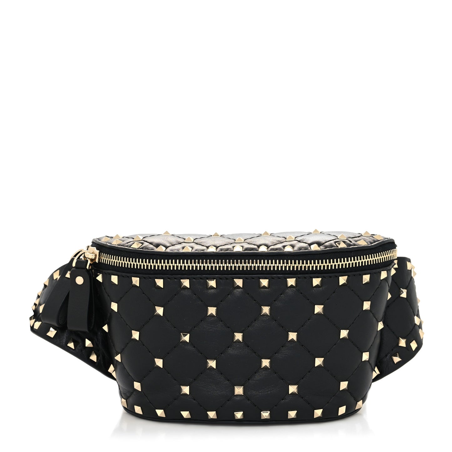 Lambskin Rockstud Spike Belt Bag 85 Black