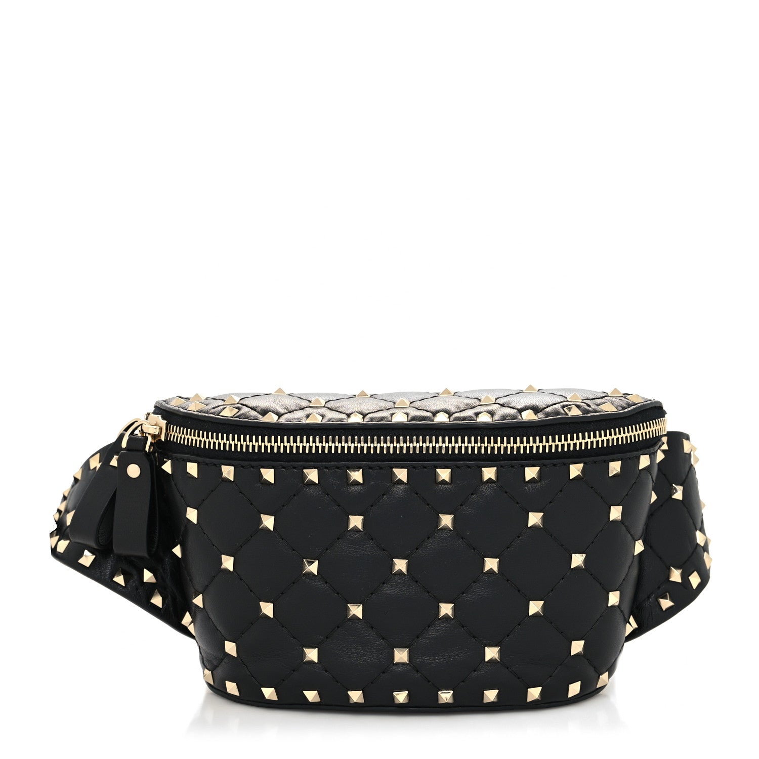 Valentino Garavani Lambskin Rockstud Spike Belt Bag 85 Black 1 of 9