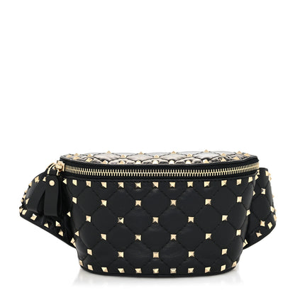 Valentino Garavani Lambskin Rockstud Spike Belt Bag 85 Black 1 of 9