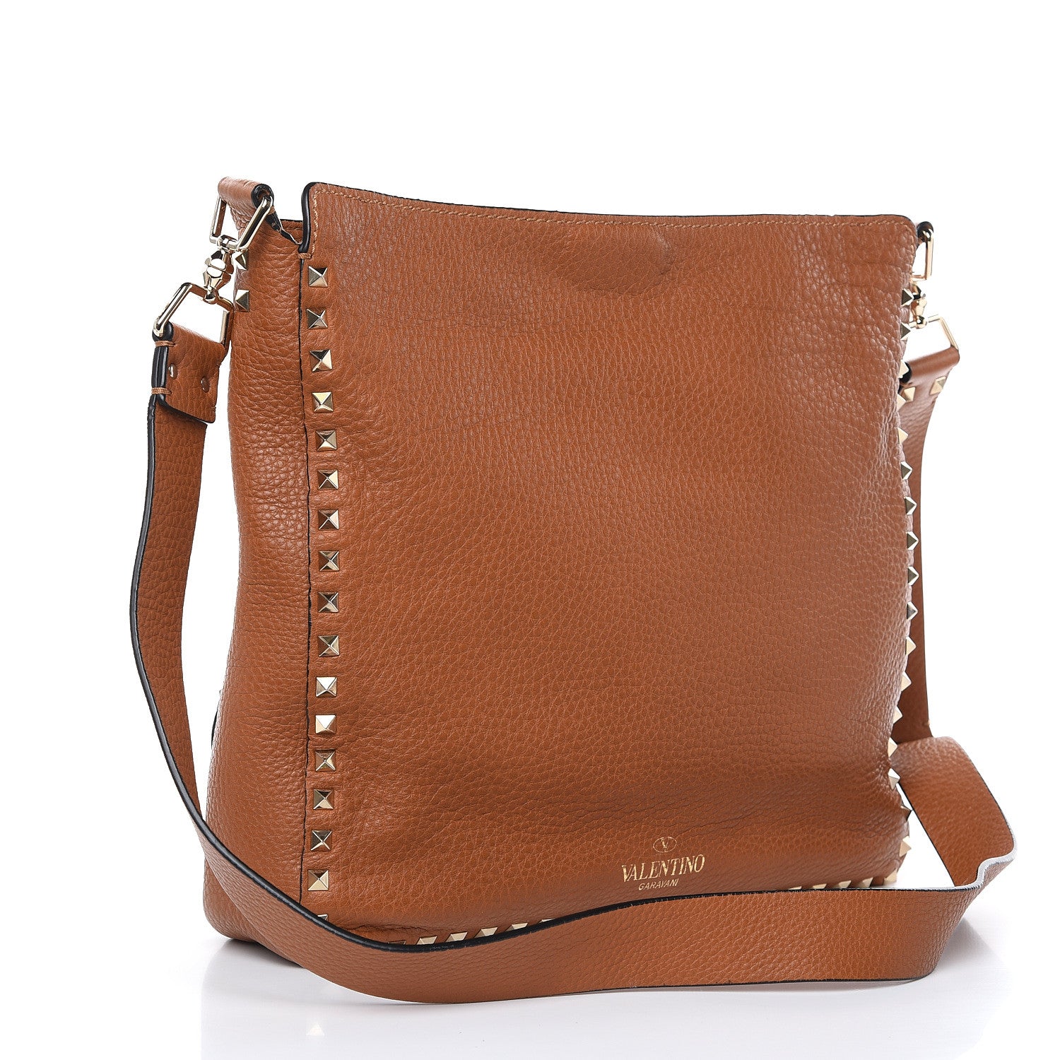 Valentino Garavani Pebbled Calfskin Large Rockstud Flip-Lock Messenger Bag Light Cuir 3 of 12