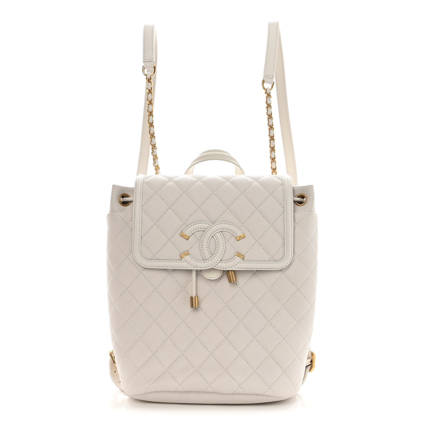 Caviar Quilted Filigree Backpack White