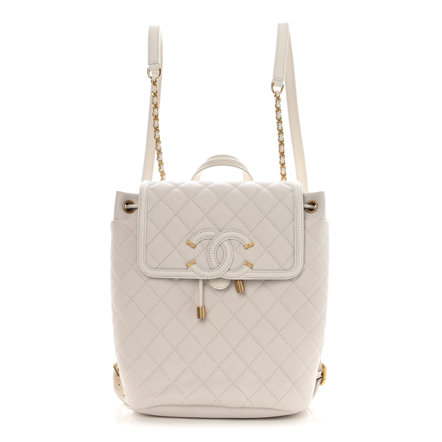 Chanel Caviar Quilted Filigree Backpack White 1 of 12