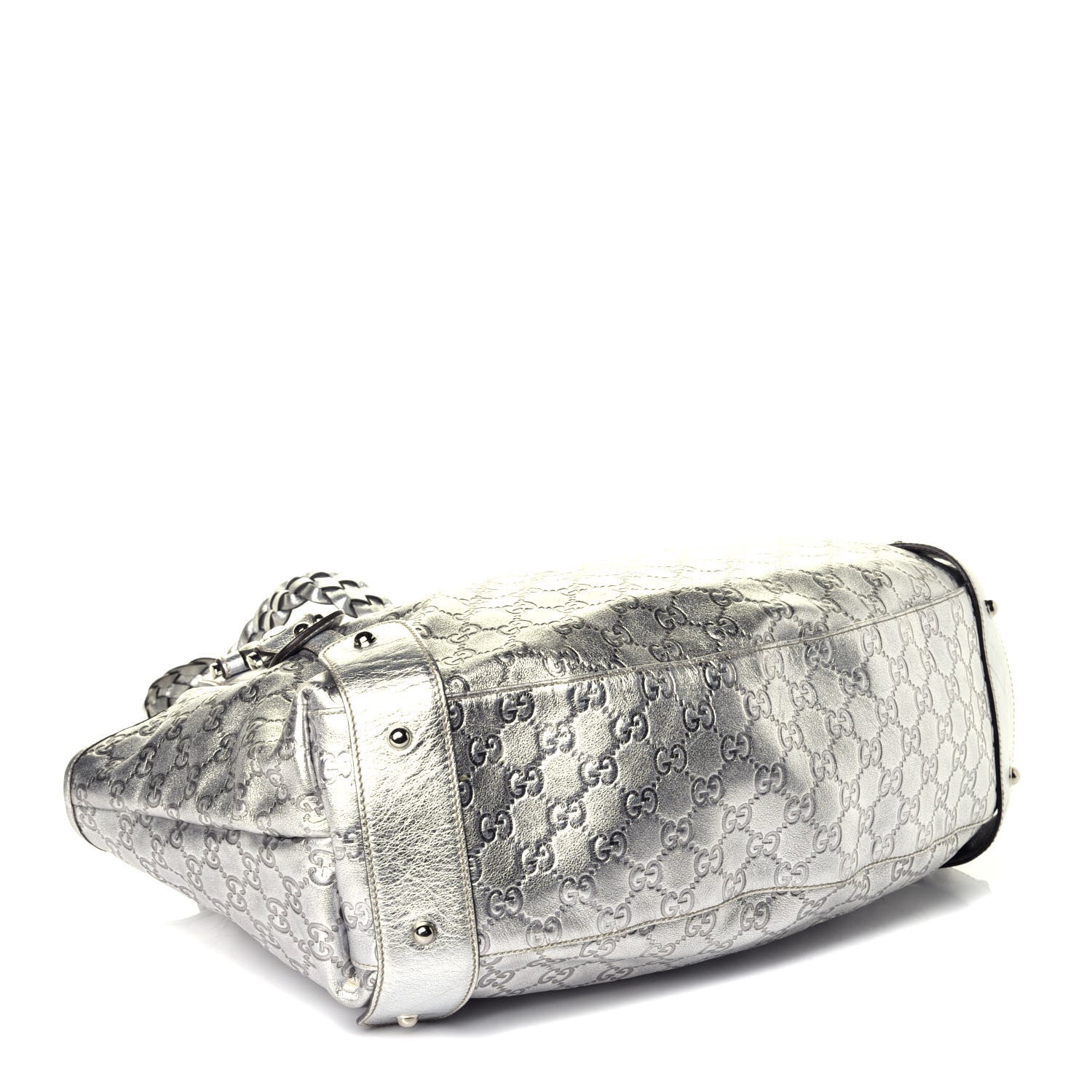 Gucci Metallic Guccissima Medium Pelham Shoulder Bag Silver 4 of 9