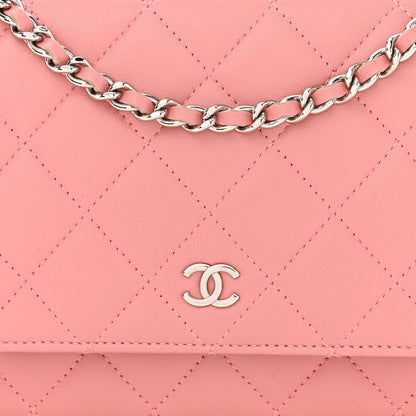 Chanel Lambskin Quilted Wallet On Chain WOC Pink 9 of 12