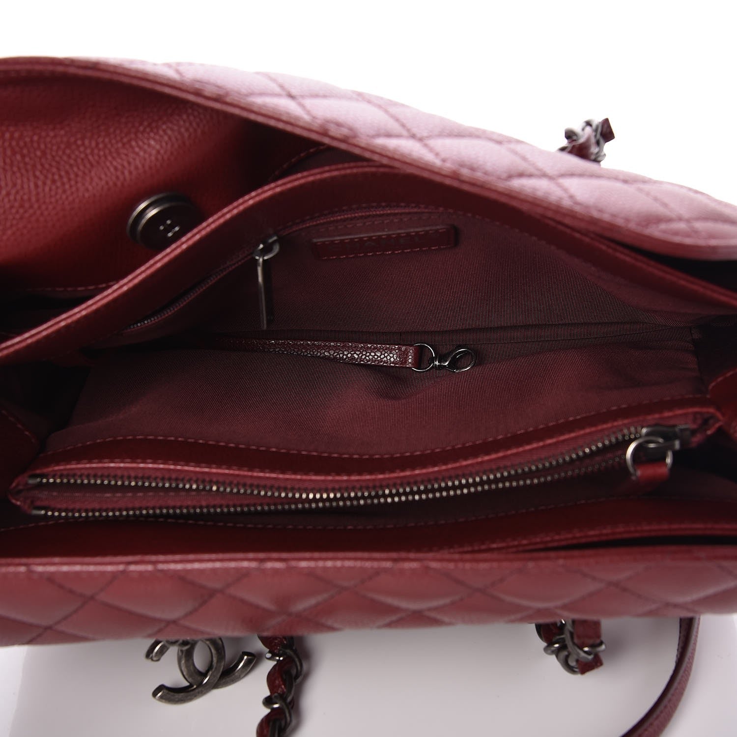 Chanel Caviar Quilted City Shopping Tote Dark Red 5 of 7