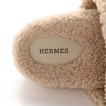 Hermes Woolskin Womens Chypre Sandals 40.5 Ecru 7 of 7