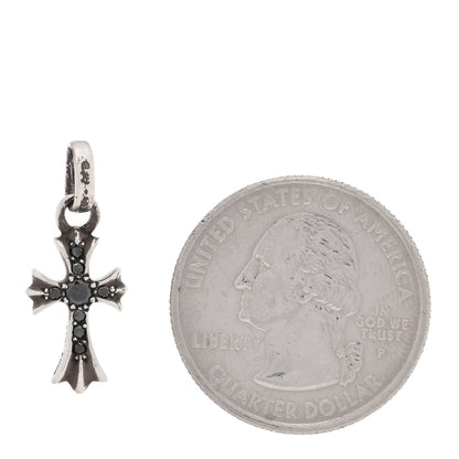Chrome Hearts Sterling Silver Black Diamond Baby Fat Cross Pave Pendant 2 of 3