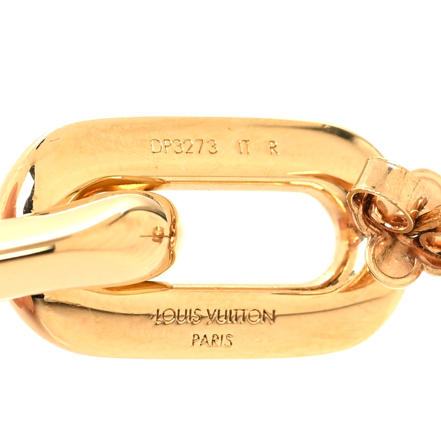 Metal LV Edge Double Hoop Earrings Gold