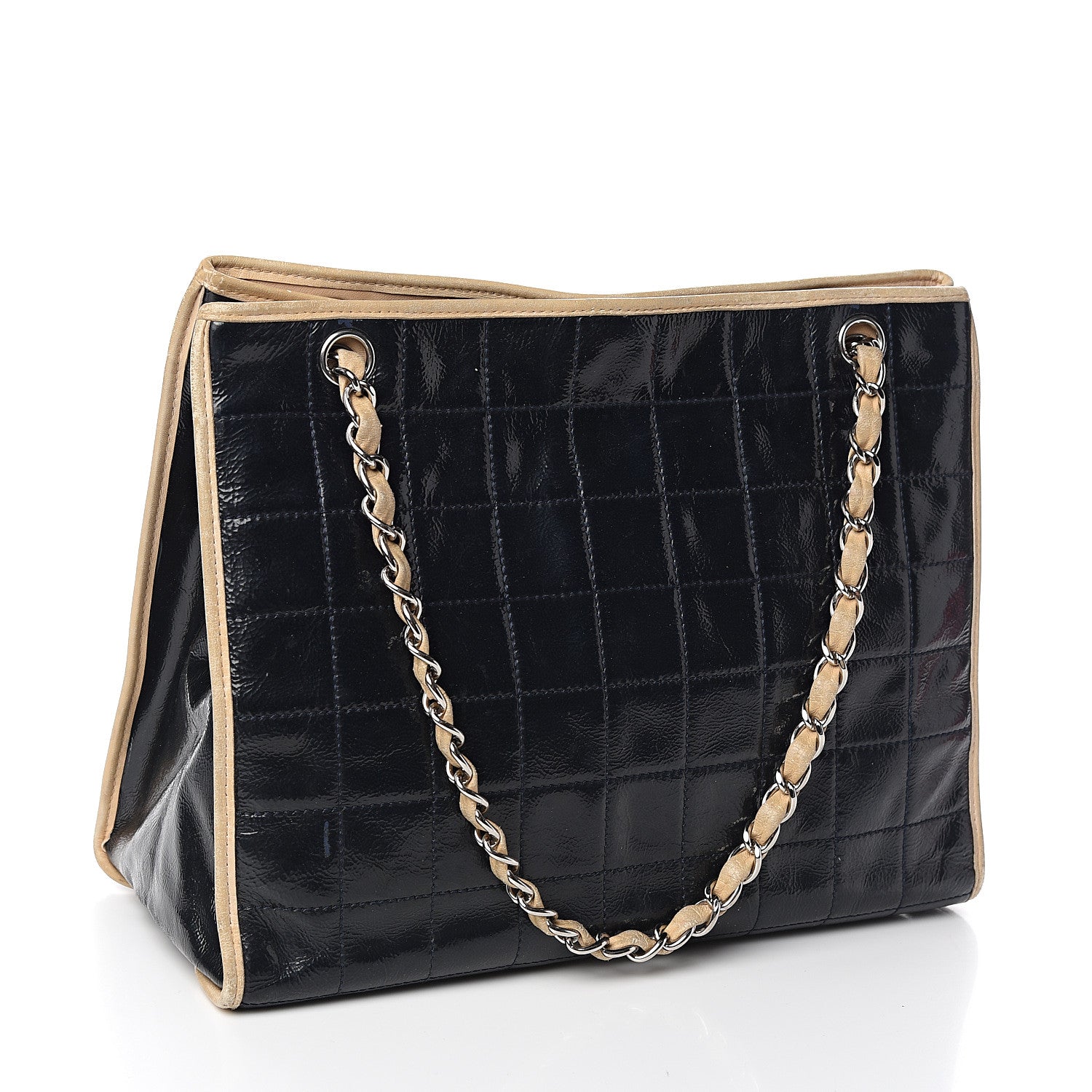 Chanel Patent Chocolate Bar Quilted Tote Black 2 of 16