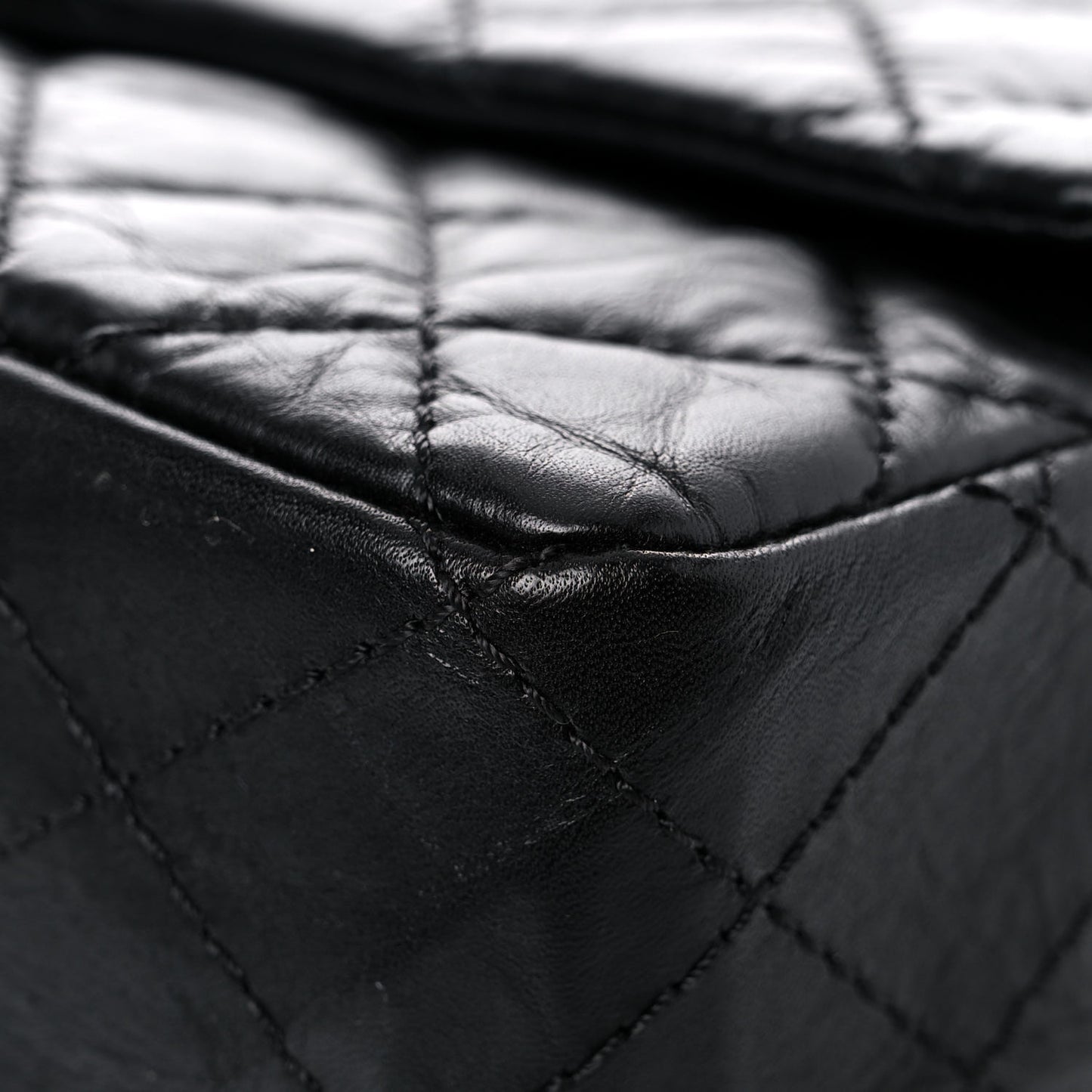 Aged Calfskin Quilted 2.55 Reissue 226 Flap Black